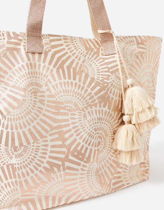 Mia Metallic Shell Print Tote Bag, Gold (ROSE GOLD), large
