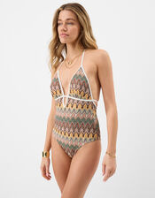 Crochet Plunge Swimsuit, Natural (NEUTRAL), large