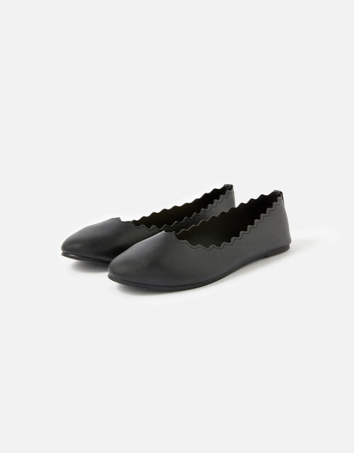 Scallop Ballerina Flats, Black (BLACK), large