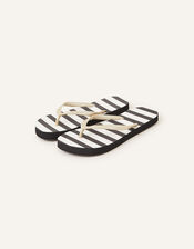 Stripe Flip Flops, Black (BLACK), large