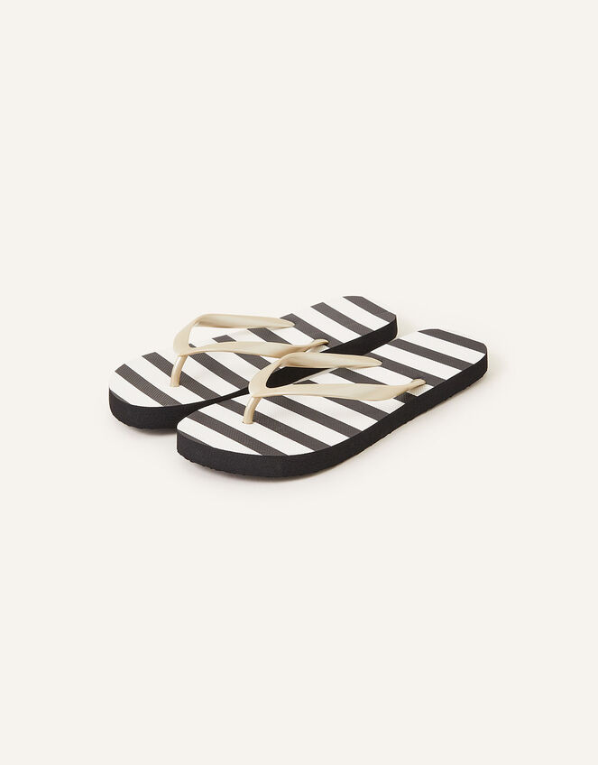 Stripe Flip Flops, Black (BLACK), large