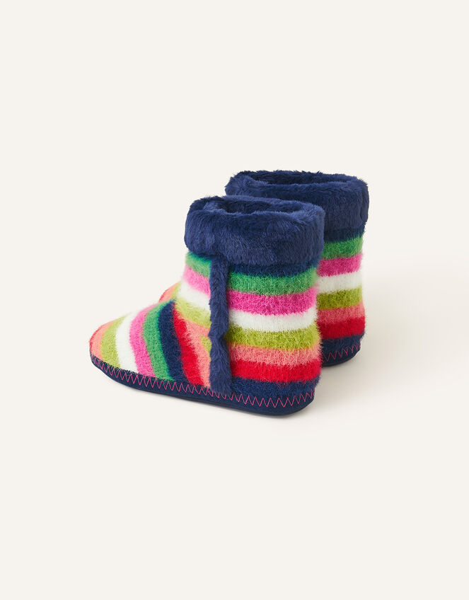 Faux Fur Stripe Slipper Boots, Multi (BRIGHTS-MULTI), large