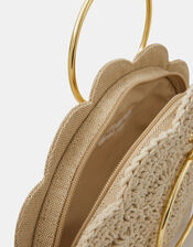 Crochet Scallop Ring Handle Bag, , large