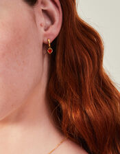 14ct Gold-Plated Heart Hoop Earrings, , large
