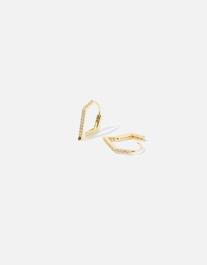 Gold-Plated Diamond Shape Hoops, , large