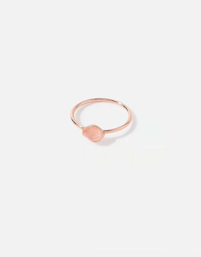 Rose Gold-Plated Rose Quartz Band Ring, Pink (PINK), large