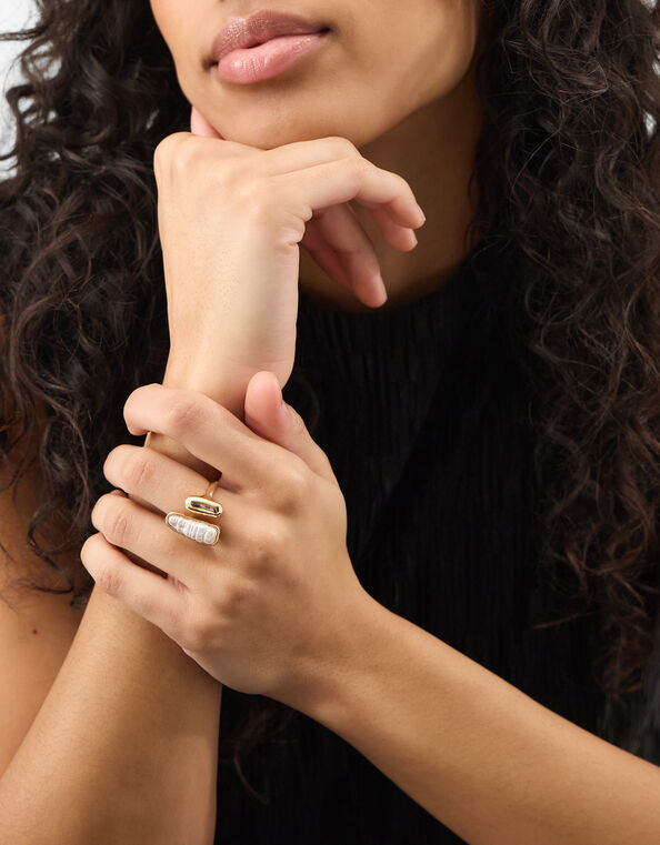 Statement Pearl Open Ring, Cream (PEARL), large