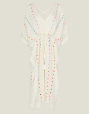 Embroidered Mirror Kaftan, White (WHITE), large