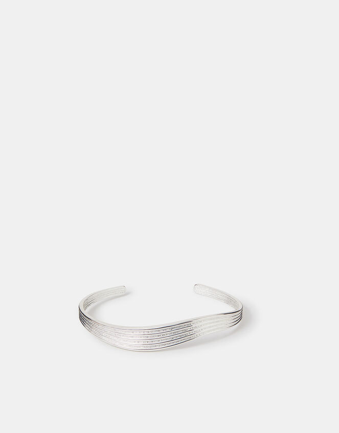 Sterling Silver-Plate Wave Cuff Bracelet, , large
