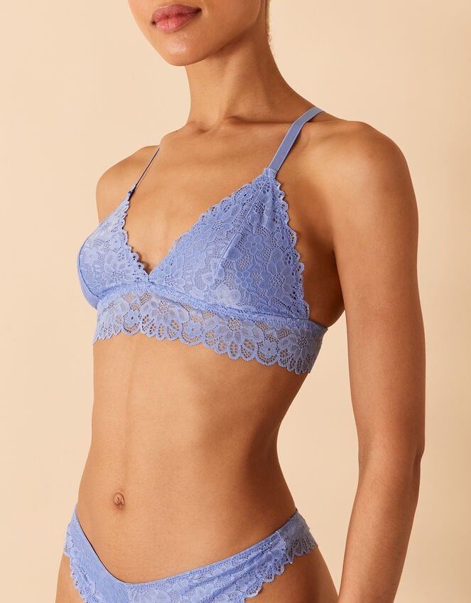 Lace Racerback Bralet Blue, Bras