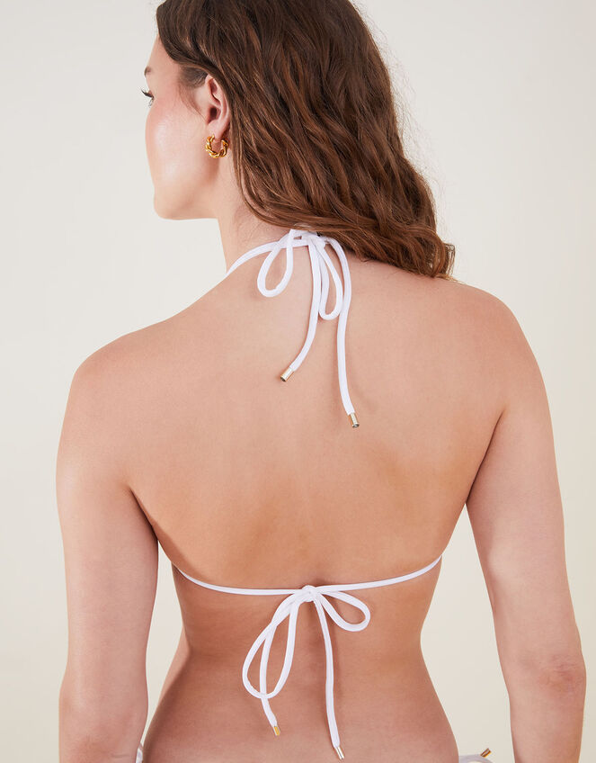 Lemon and Orange Embroidered Triangle Bikini Top, White (WHITE), large