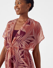Palm Print Chiffon Kaftan, Orange (RUST), large
