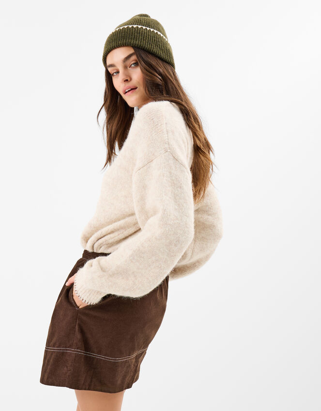 Corduroy Mini Skirt, Brown (BROWN), large