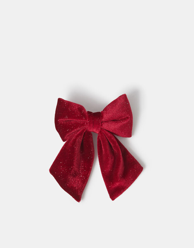 Velvet Bow Barrette Hair Clip, , large