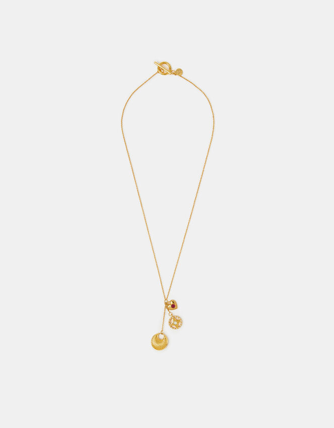 14ct Gold-Plated Lariat Charm Necklace, , large