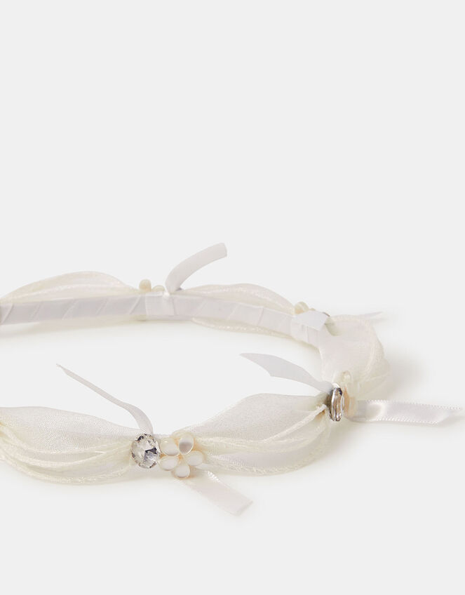 Girls Embellished Ribbon Headband, , large