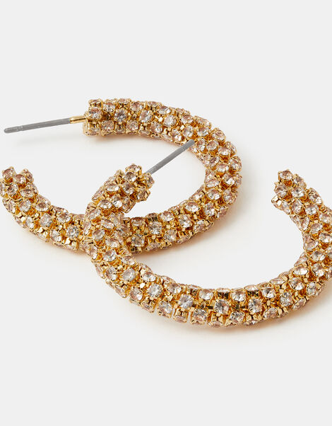 Chunky Diamant&eacute; Hoop Earrings, , large