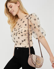 Buckle Saddle Cross-Body Bag, Nude (NUDE), large
