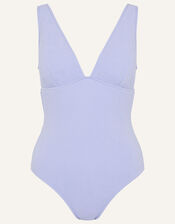Crinkle Plunge Swimsuit, Blue (LIGHT BLUE), large
