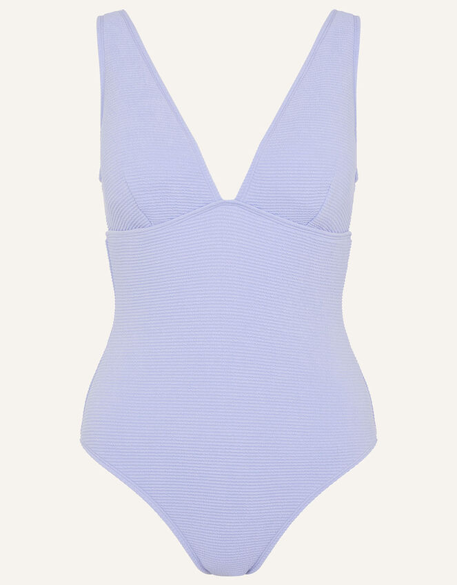 Crinkle Plunge Swimsuit, Blue (LIGHT BLUE), large