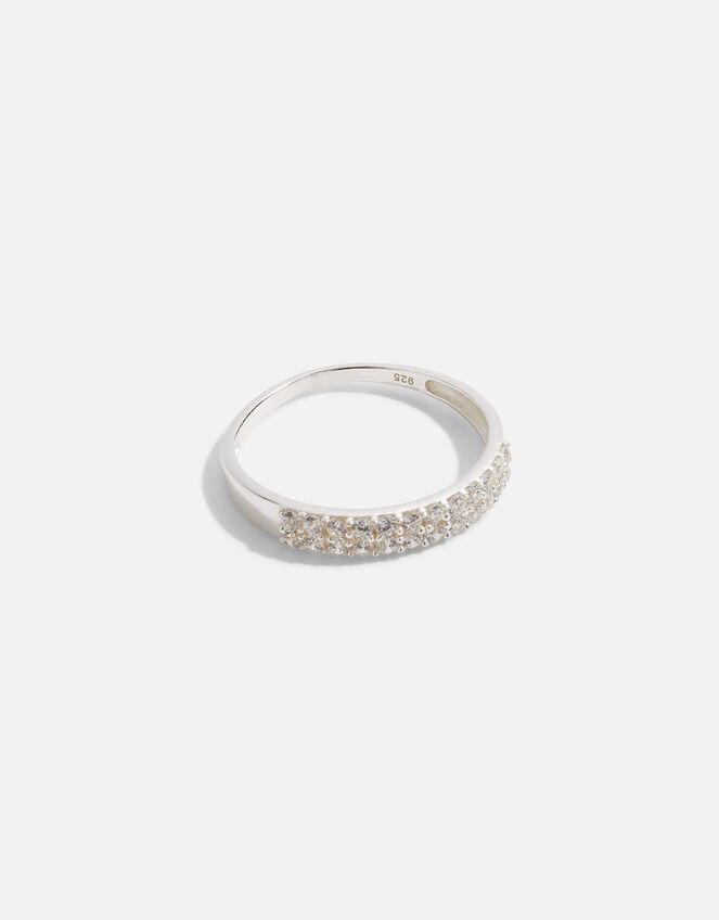Sterling Silver Bling Encrusted Band Ring, White (ST CRYSTAL), large