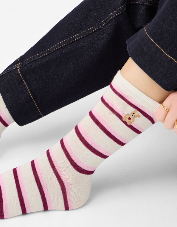 Teddy Stripe Socks, , large