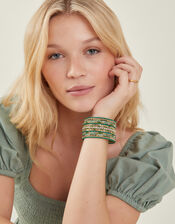 Wide Bead Embellished Cuff Bracelet, , large