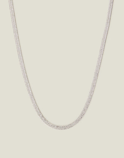 Sterling Silver-Plated Omega Chain Necklace, , large