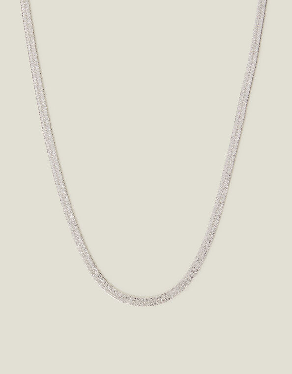 Sterling Silver-Plated Omega Chain Necklace, , large