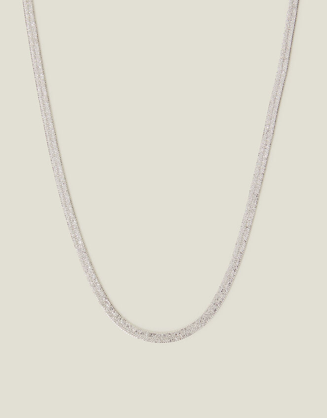 Sterling Silver-Plated Omega Chain Necklace, , large