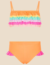 Girls Rainbow Ruffle Bikini Set, Multi (BRIGHTS-MULTI), large
