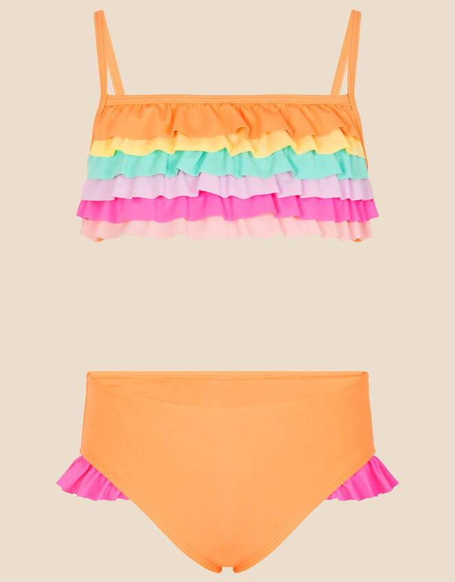 Girls Rainbow Ruffle Bikini Set, Multi (BRIGHTS-MULTI), large