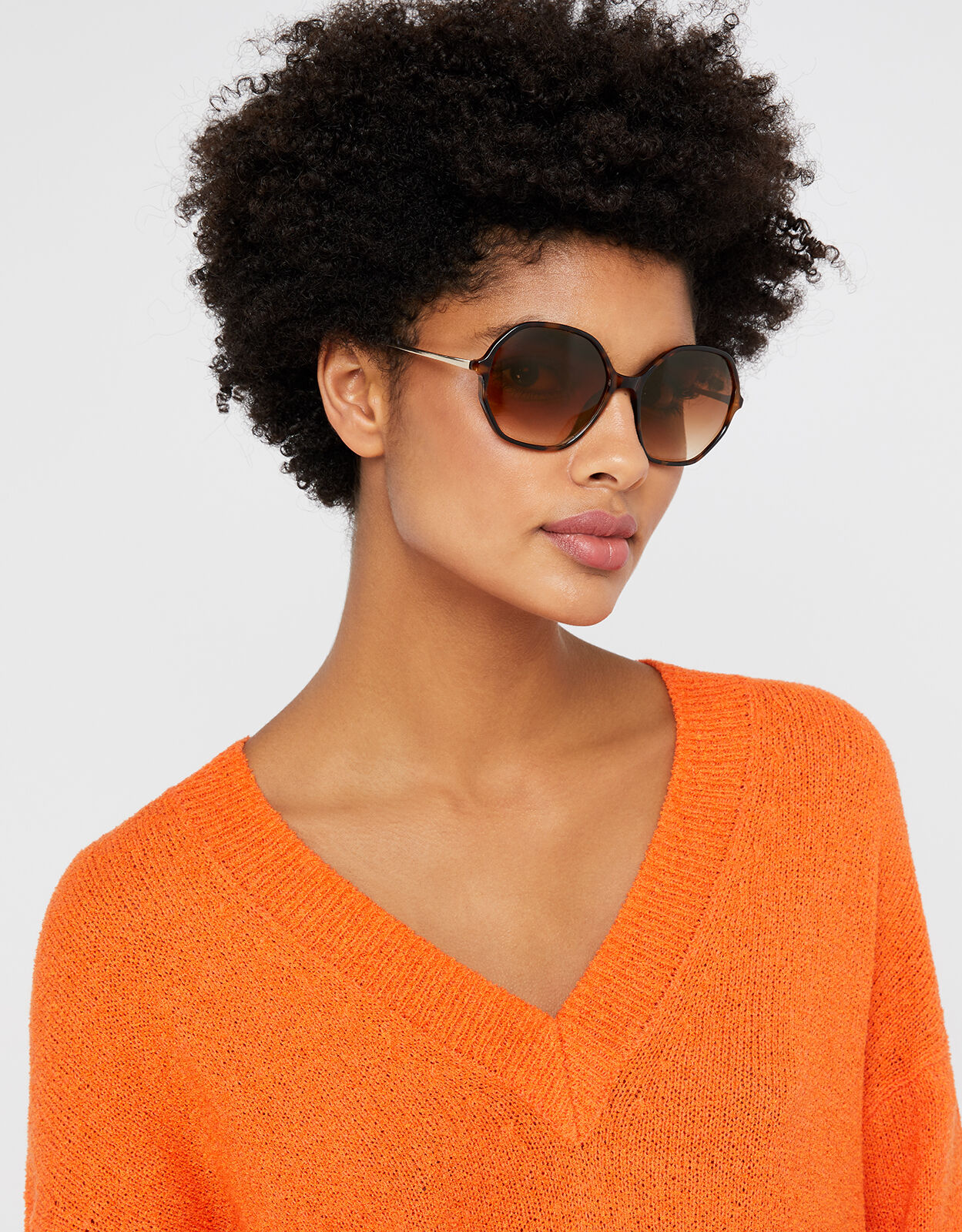 orange hexagon sunglasses