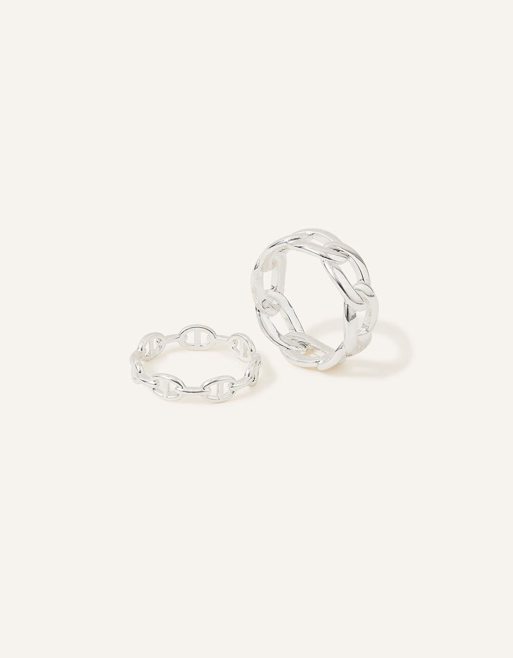 Silver-Plated Chain Rings Set of Two Silver | Sterling silver | Accessorize UK