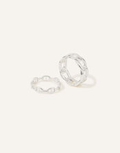 Silver-Plated Chain Rings Set of Two, Silver (ST SILVER), large