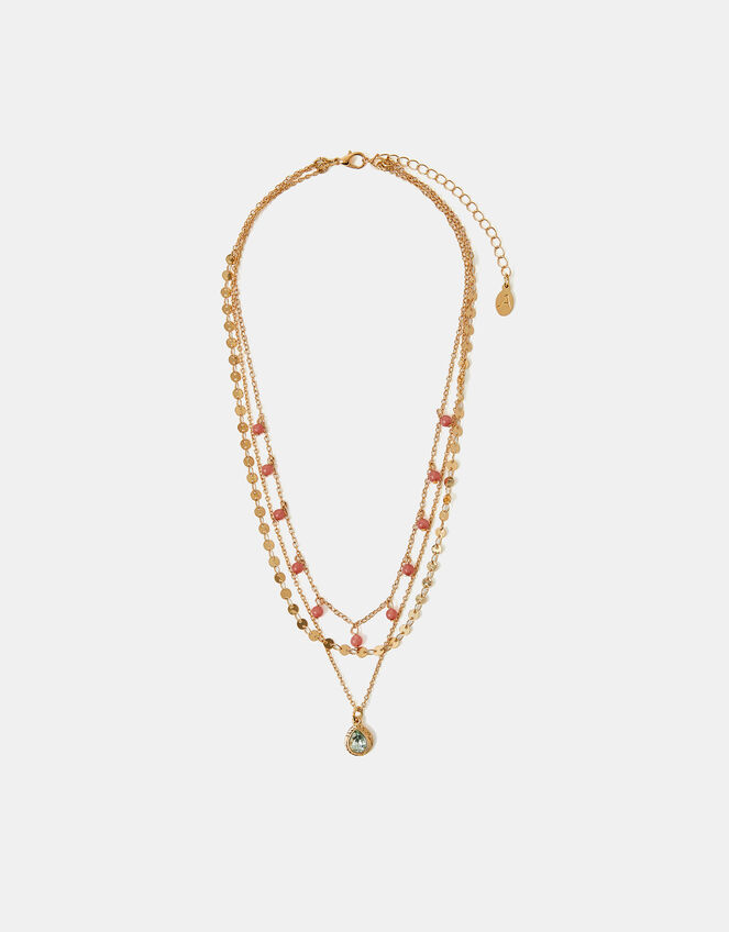 Layered Gem Drop Necklace, , large