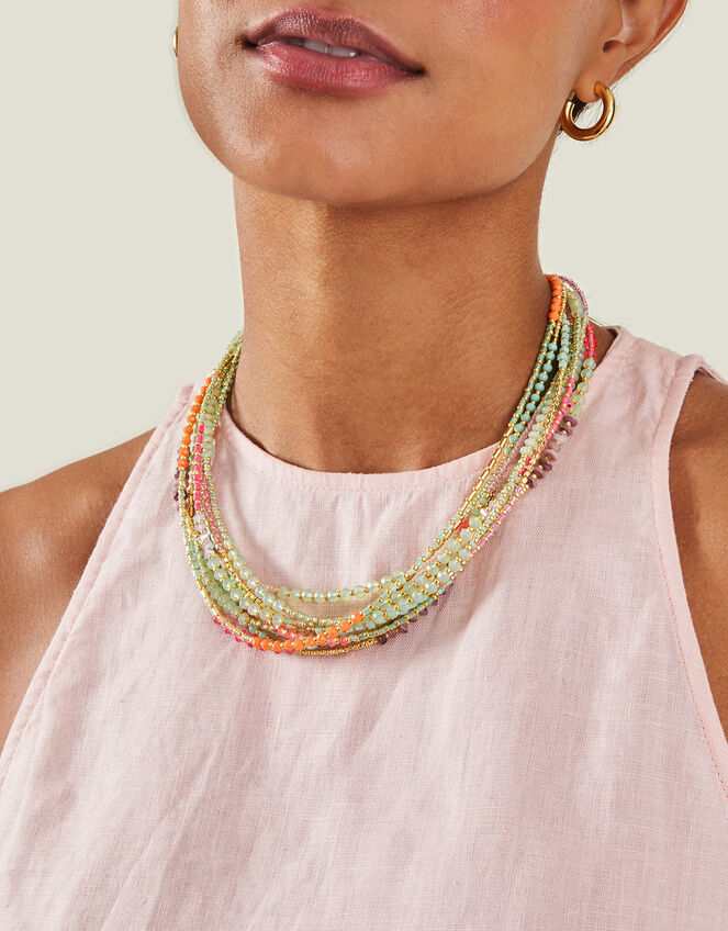 Layered Beaded Collar Necklace, , large