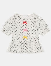 Girls Polka Dot Top, White (WHITE), large