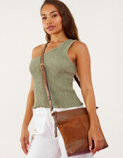 Leather Messenger Bag, Tan (TAN), large