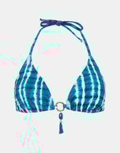 Tie-Dye Triangle Bikini Top, Teal (TEAL), large
