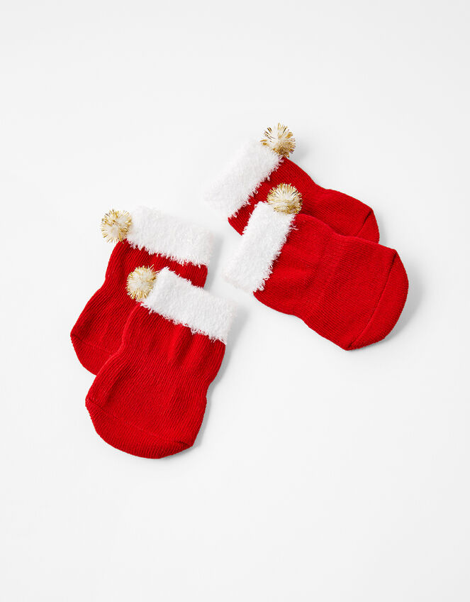 Santa Dog Booties, Red (RED), large