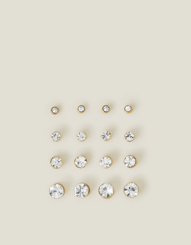 8-Pack Crystal Stud Earrings, , large