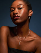 Sterling Silver-Plated Snake Layered Necklace, , large