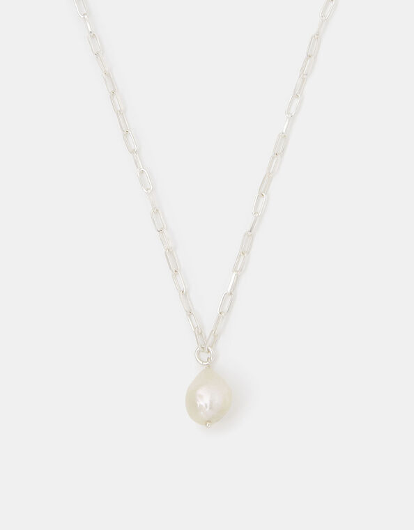 Sterling Silver Pearl Pendant Necklace, , large