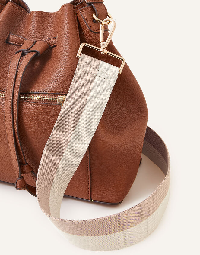 Two Tone Stripe Webbing Bag Strap, Natural (NATURAL), large