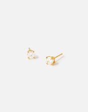 Gold-Plated Round Stud Earrings, , large