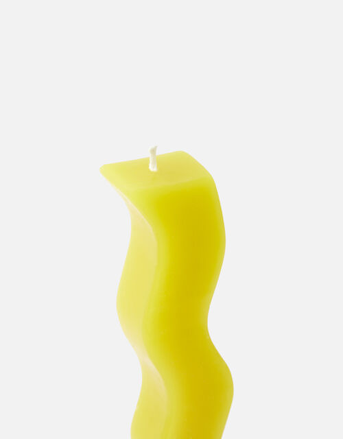 Handmade Wavy Pillar Candle, Yellow (YELLOW), large