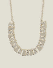 Triangle Molten Statement Necklace, Silver (SILVER), large