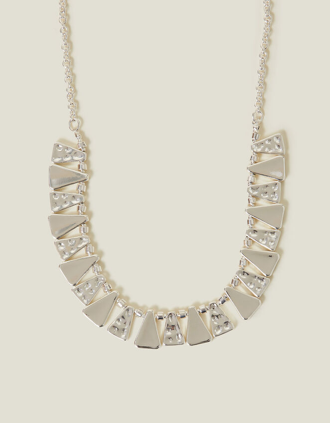 Triangle Molten Statement Necklace, Silver (SILVER), large