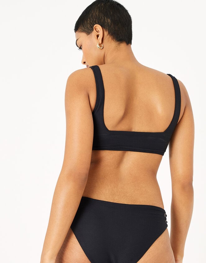 Eyelet Detail Bikini Crop Top, Black (BLACK), large